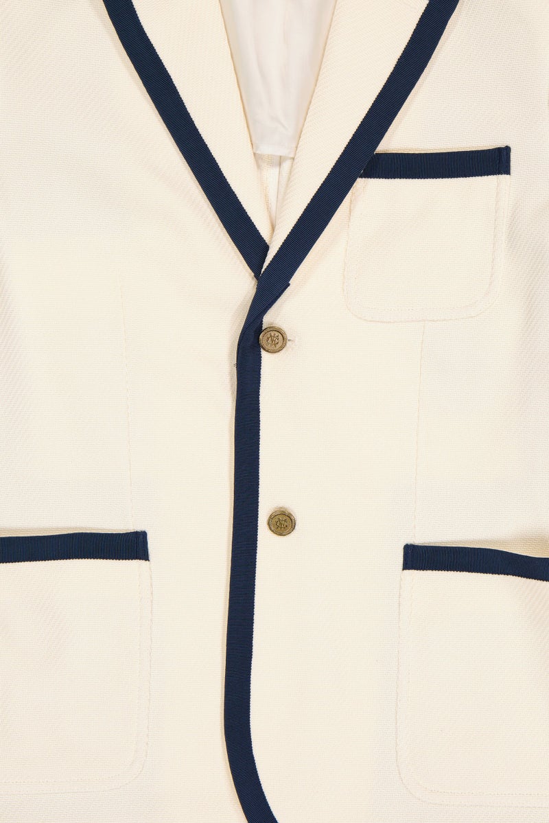 GANT Men Regular Fit Solid Semi Formal Blazer, Cream - Image 4